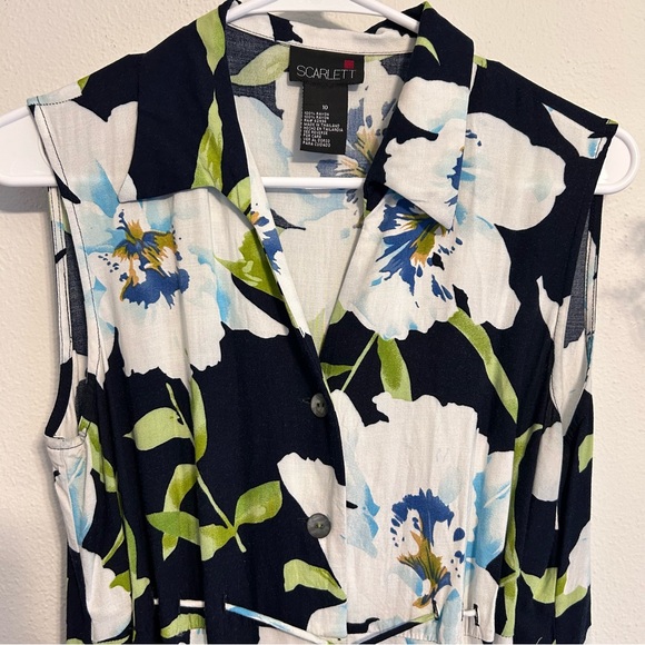 Vintage Floral Maxi Dress 100% Rayon Size 10 - Picture 3 of 6